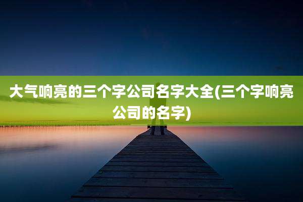 大气响亮的三个字公司名字大全(三个字响亮公司的名字)