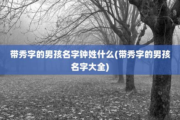 带秀字的男孩名字钟姓什么(带秀字的男孩名字大全)
