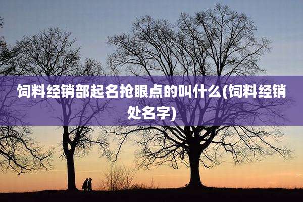 饲料经销部起名抢眼点的叫什么(饲料经销处名字)