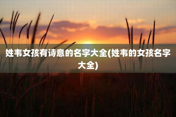 姓韦女孩有诗意的名字大全(姓韦的女孩名字大全)