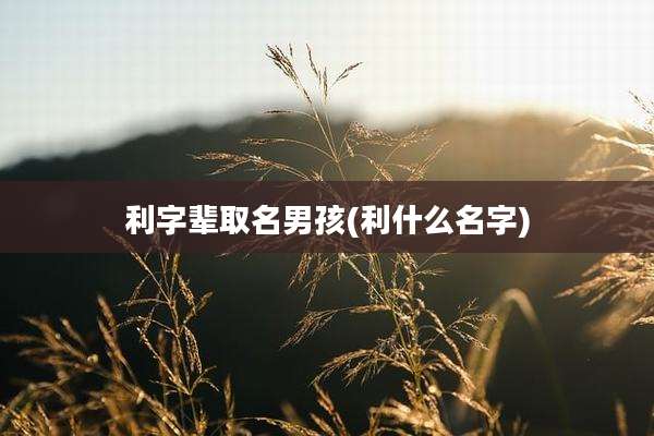 利字辈取名男孩(利什么名字)