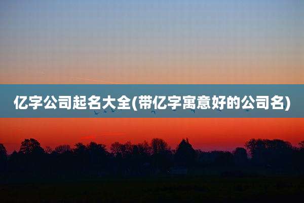 亿字公司起名大全(带亿字寓意好的公司名)