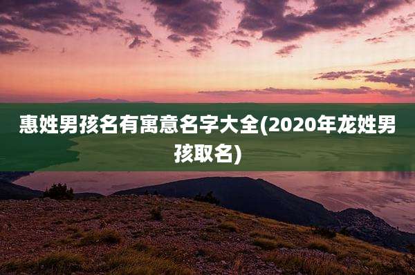 惠姓男孩名有寓意名字大全(2020年龙姓男孩取名)