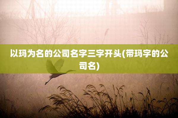 以玛为名的公司名字三字开头(带玛字的公司名)