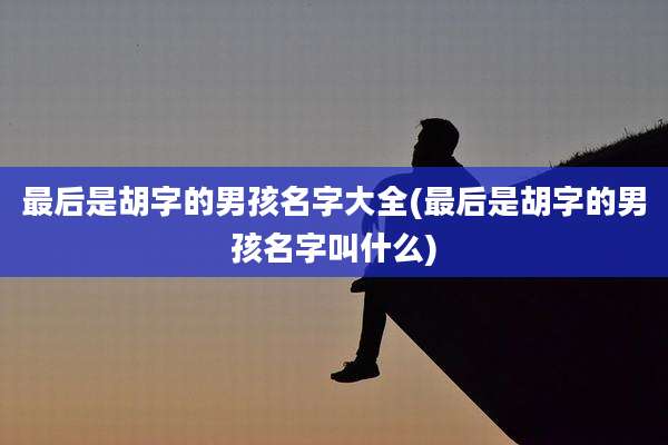 最后是胡字的男孩名字大全(最后是胡字的男孩名字叫什么)