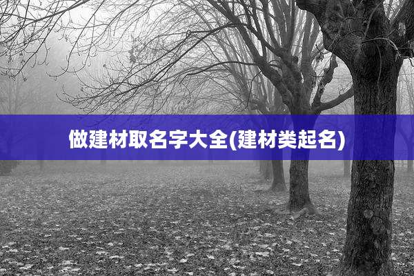做建材取名字大全(建材类起名)