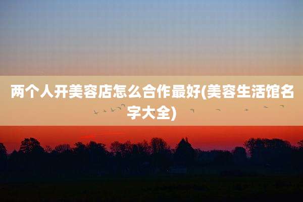 两个人开美容店怎么合作最好(美容生活馆名字大全)