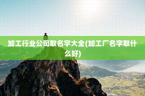 加工行业公司取名字大全(加工厂名字取什么好)