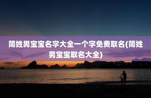 简姓男宝宝名字大全一个字免费取名(简姓男宝宝取名大全)
