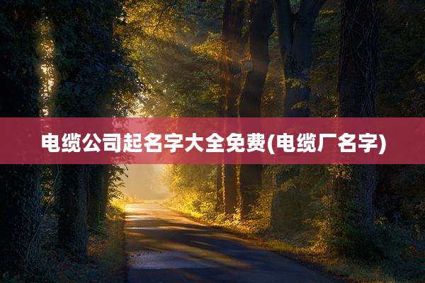电缆公司起名字大全免费(电缆厂名字)