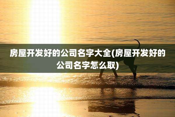 房屋开发好的公司名字大全(房屋开发好的公司名字怎么取)