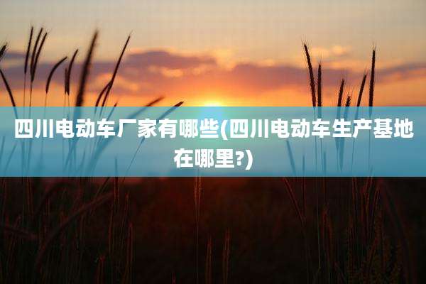 四川电动车厂家有哪些(四川电动车生产基地在哪里?)