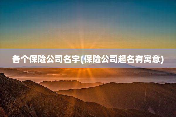 各个保险公司名字(保险公司起名有寓意)