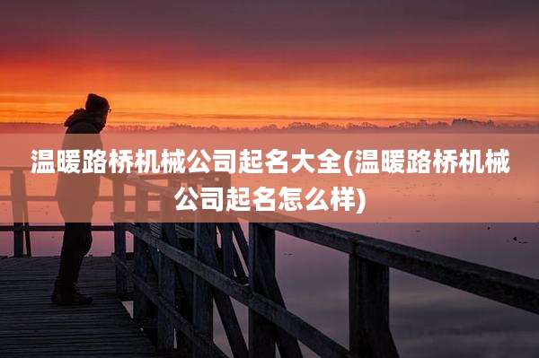 温暖路桥机械公司起名大全(温暖路桥机械公司起名怎么样)
