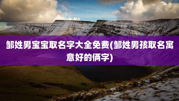 邹姓男宝宝取名字大全免费(邹姓男孩取名寓意好的俩字)