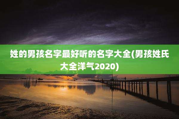 姓的男孩名字最好听的名字大全(男孩姓氏大全洋气2020)