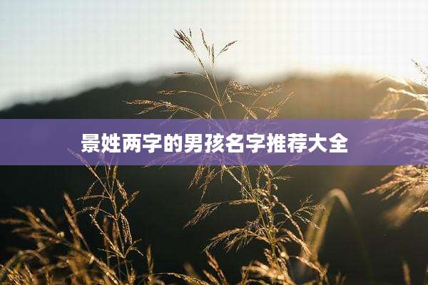 景姓两字的男孩名字推荐大全