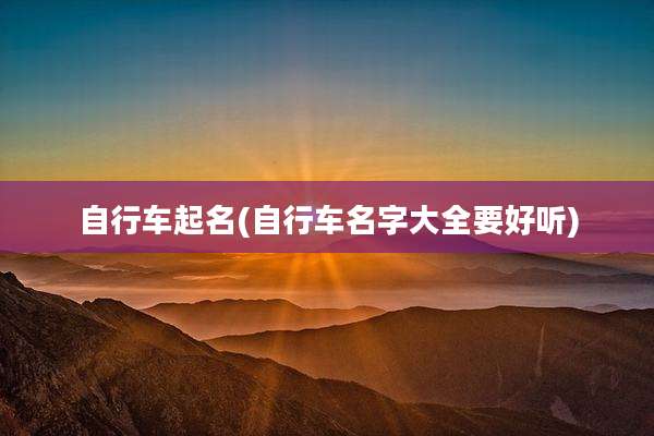 自行车起名(自行车名字大全要好听)