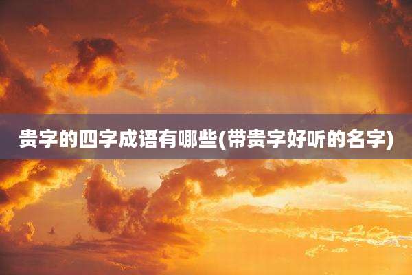 贵字的四字成语有哪些(带贵字好听的名字)