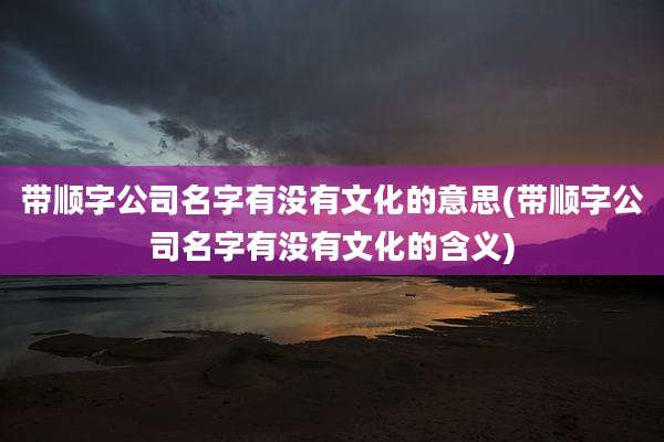带顺字公司名字有没有文化的意思(带顺字公司名字有没有文化的含义)