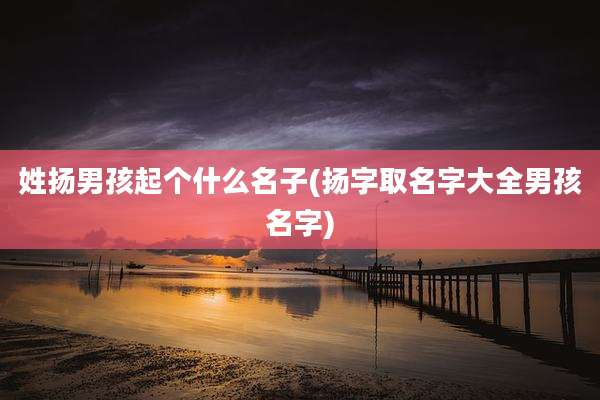 姓扬男孩起个什么名子(扬字取名字大全男孩名字)
