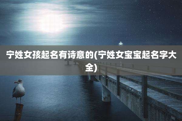 宁姓女孩起名有诗意的(宁姓女宝宝起名字大全)