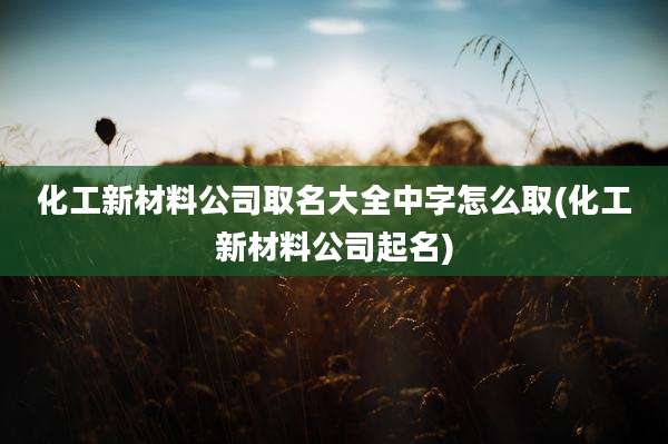 化工新材料公司取名大全中字怎么取(化工新材料公司起名)