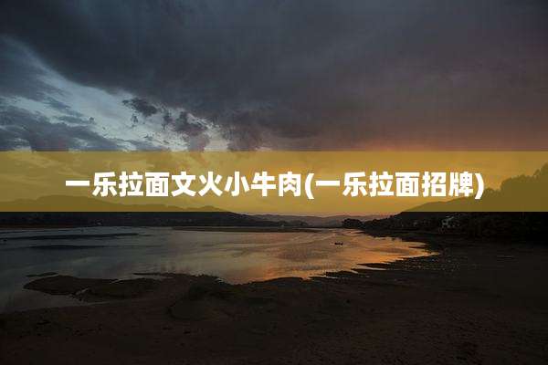 一乐拉面文火小牛肉(一乐拉面招牌)