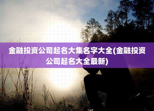 金融投资公司起名大集名字大全(金融投资公司起名大全最新)