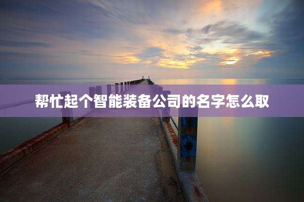 帮忙起个智能装备公司的名字怎么取