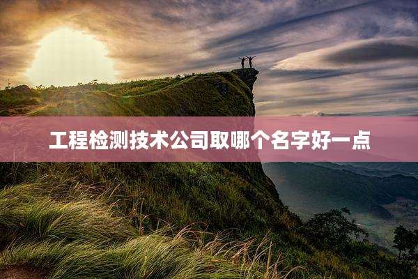 工程检测技术公司取哪个名字好一点