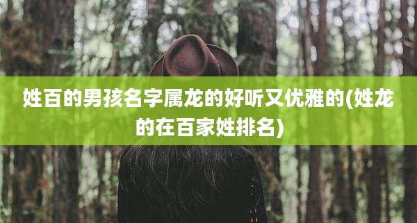 姓百的男孩名字属龙的好听又优雅的(姓龙的在百家姓排名)