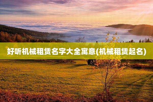 好听机械租赁名字大全寓意(机械租赁起名)