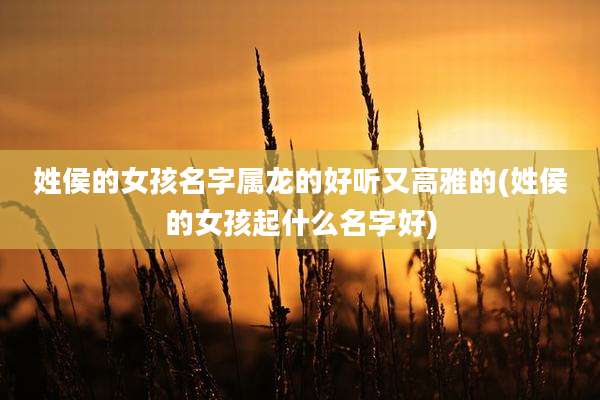 姓侯的女孩名字属龙的好听又高雅的(姓侯的女孩起什么名字好)