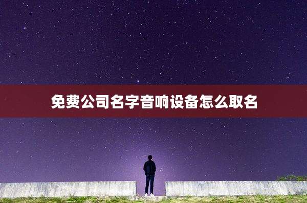 免费公司名字音响设备怎么取名