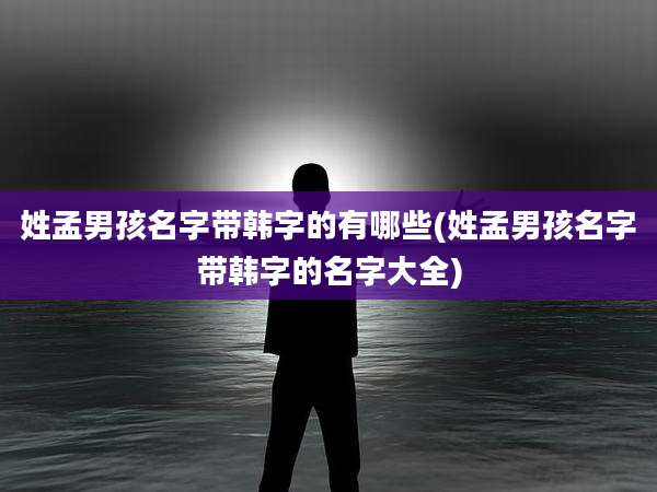 姓孟男孩名字带韩字的有哪些(姓孟男孩名字带韩字的名字大全)