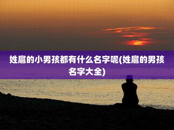 姓扈的小男孩都有什么名字呢(姓扈的男孩名字大全)