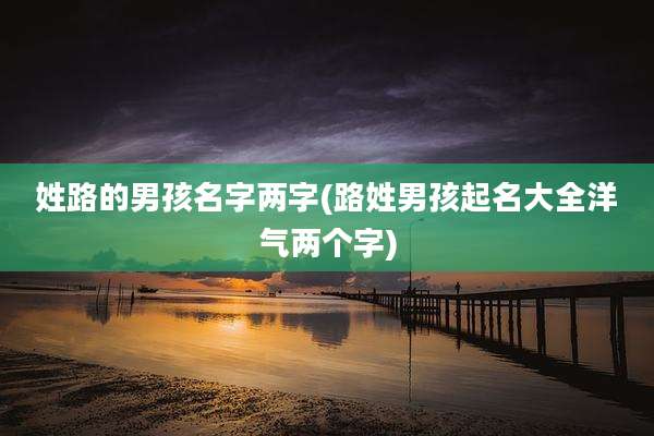 姓路的男孩名字两字(路姓男孩起名大全洋气两个字)
