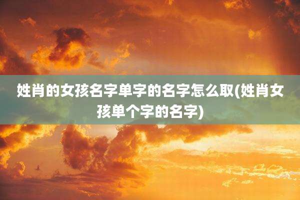 姓肖的女孩名字单字的名字怎么取(姓肖女孩单个字的名字)