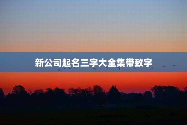 新公司起名三字大全集带致字