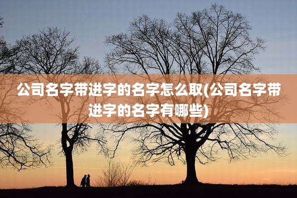 公司名字带进字的名字怎么取(公司名字带进字的名字有哪些)