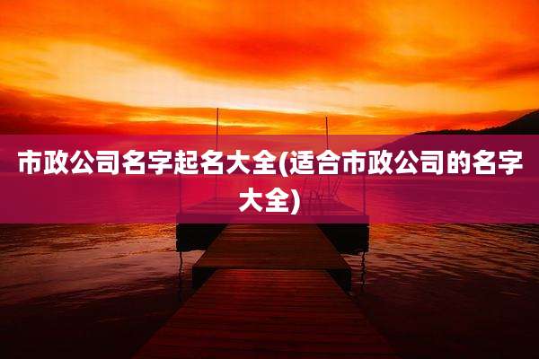 市政公司名字起名大全(适合市政公司的名字大全)
