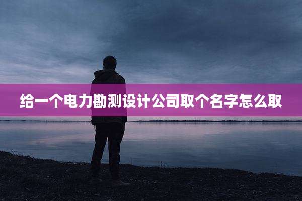 给一个电力勘测设计公司取个名字怎么取