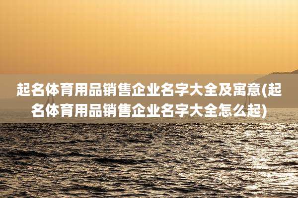起名体育用品销售企业名字大全及寓意(起名体育用品销售企业名字大全怎么起)