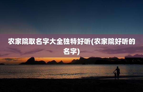 农家院取名字大全独特好听(农家院好听的名字)