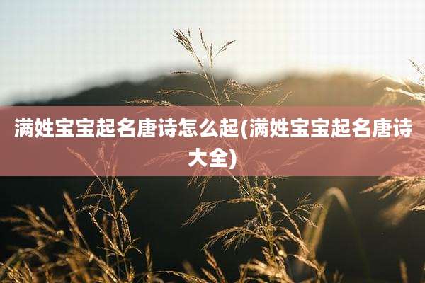 满姓宝宝起名唐诗怎么起(满姓宝宝起名唐诗大全)