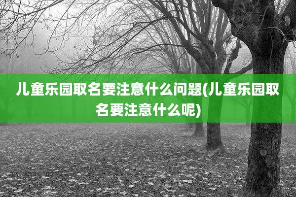 儿童乐园取名要注意什么问题(儿童乐园取名要注意什么呢)