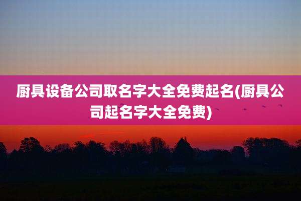 厨具设备公司取名字大全免费起名(厨具公司起名字大全免费)