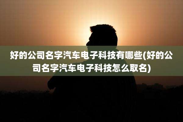 好的公司名字汽车电子科技有哪些(好的公司名字汽车电子科技怎么取名)