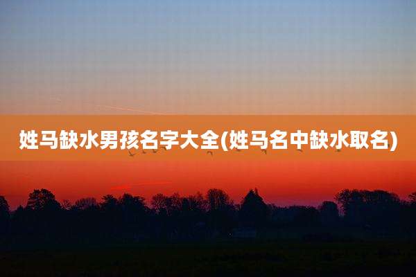 姓马缺水男孩名字大全(姓马名中缺水取名)